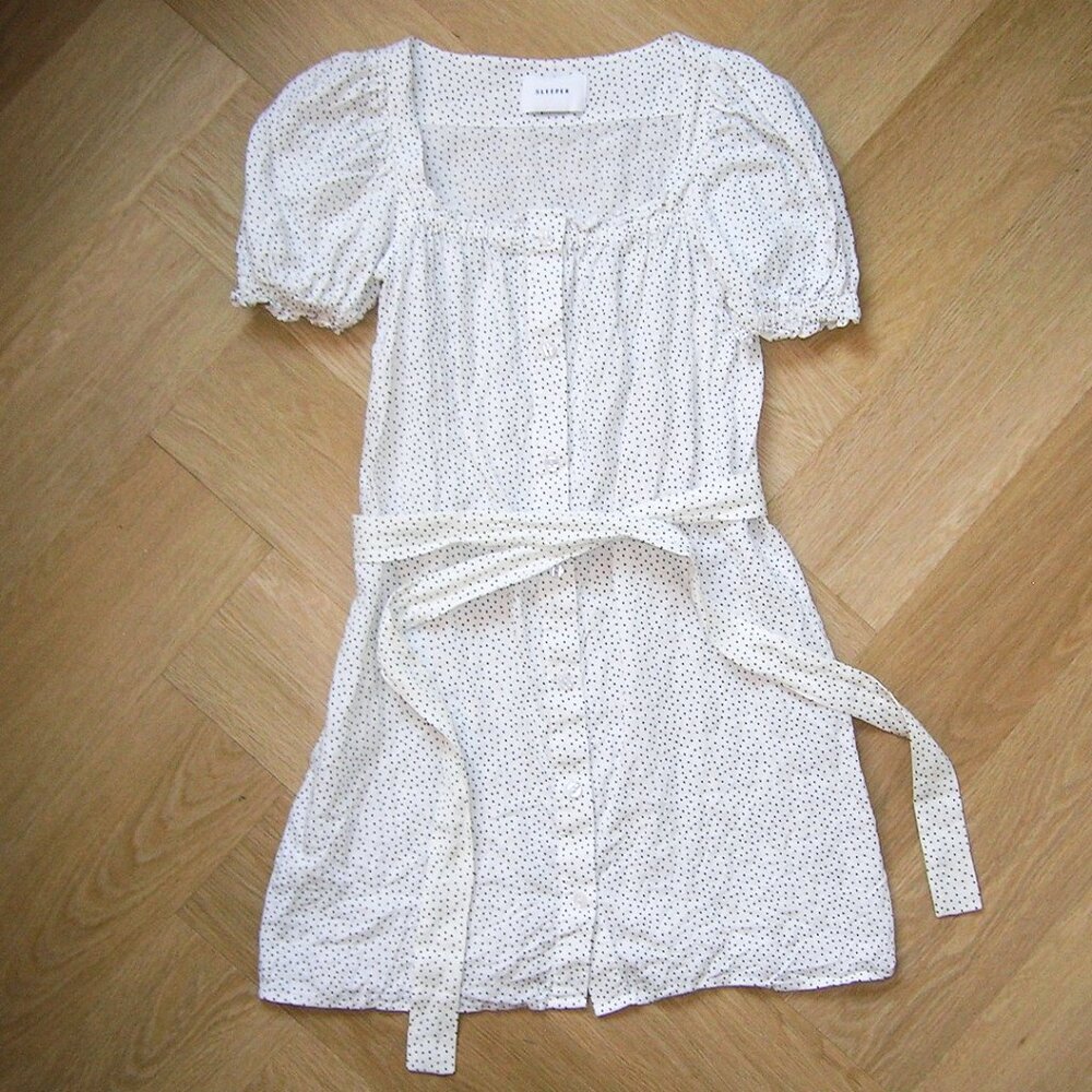Sleeper Brigitte Mini Dress (Micro Polka Dot)